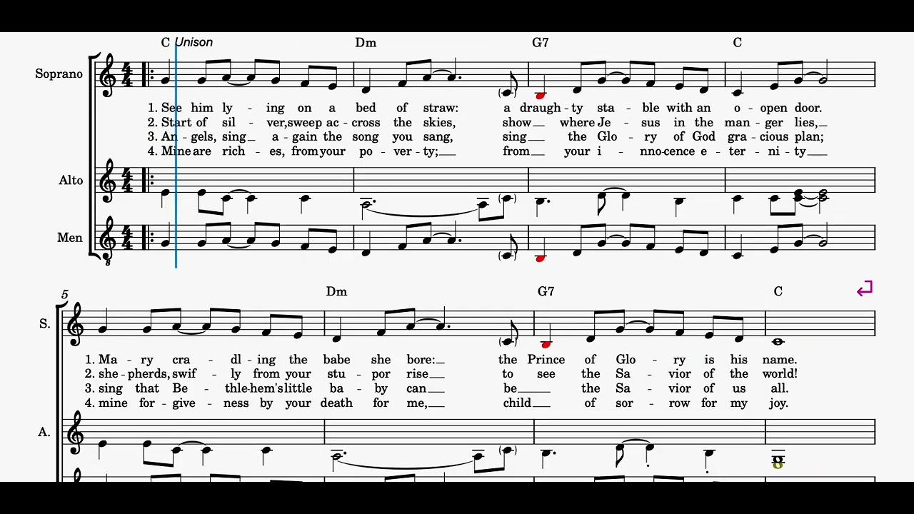 See him lying on a bed of straw - Calypso Carol (Alto)