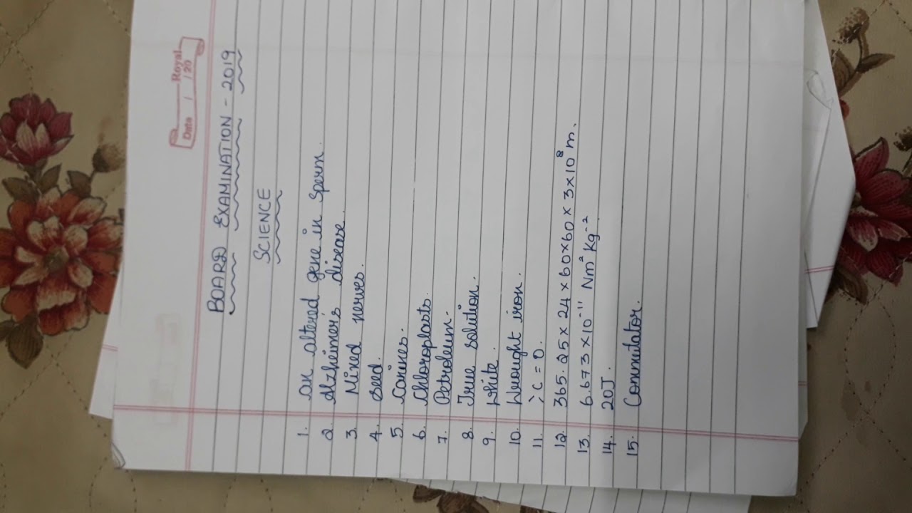 SSLC BOARD EXAMINATION -2019 SCIENCE ANSWER KEYS