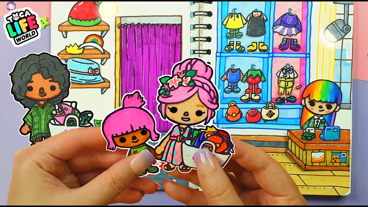 👗Clothing Shop Toca Life World - How to draw Shopping Mall DIY Paper Quiet Book