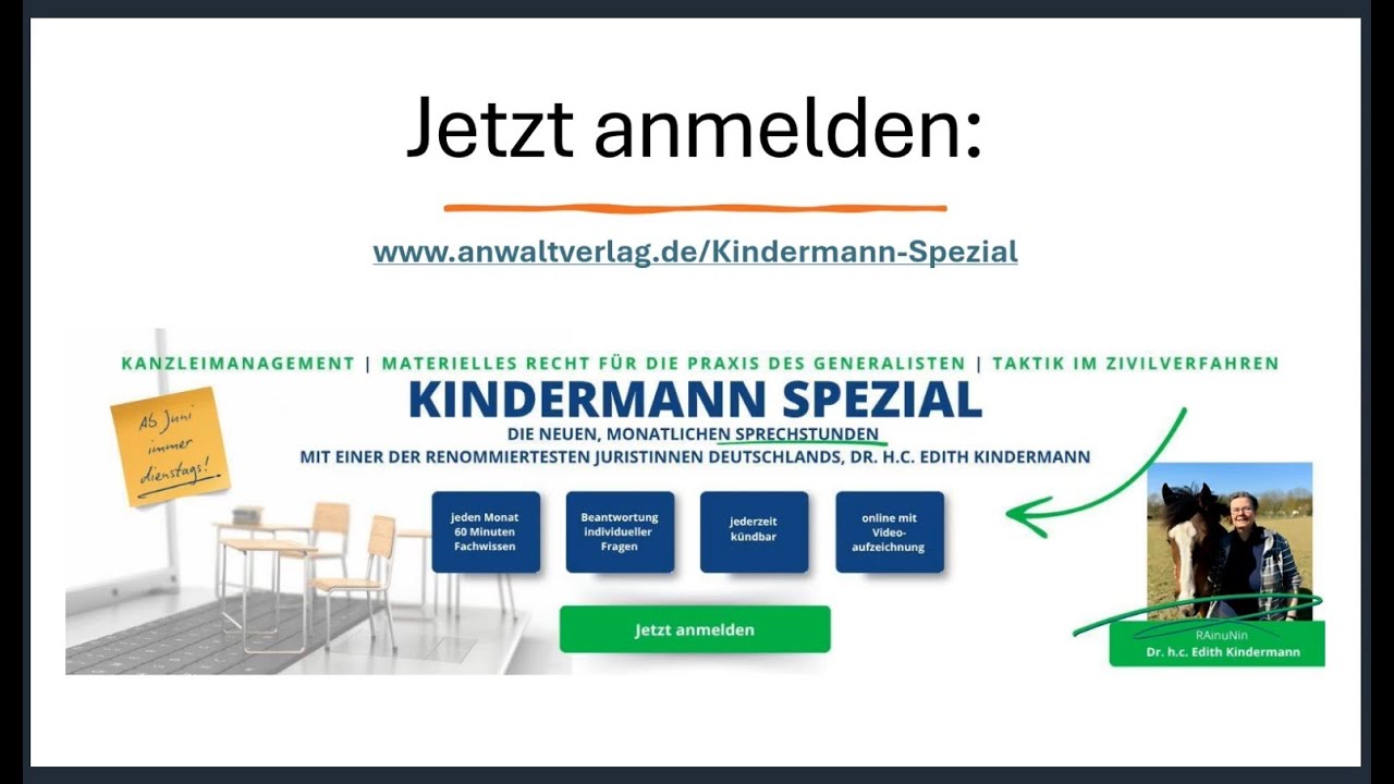 Kindermann Spezial 1 - Kanzleimanagement (mtl. Sprechstunde)