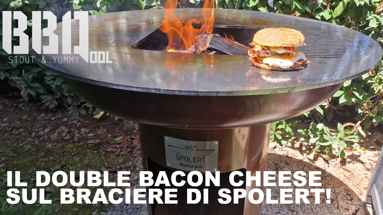 Il braciere Spolert Miami e il double bacon cheeseburger di picanha!
