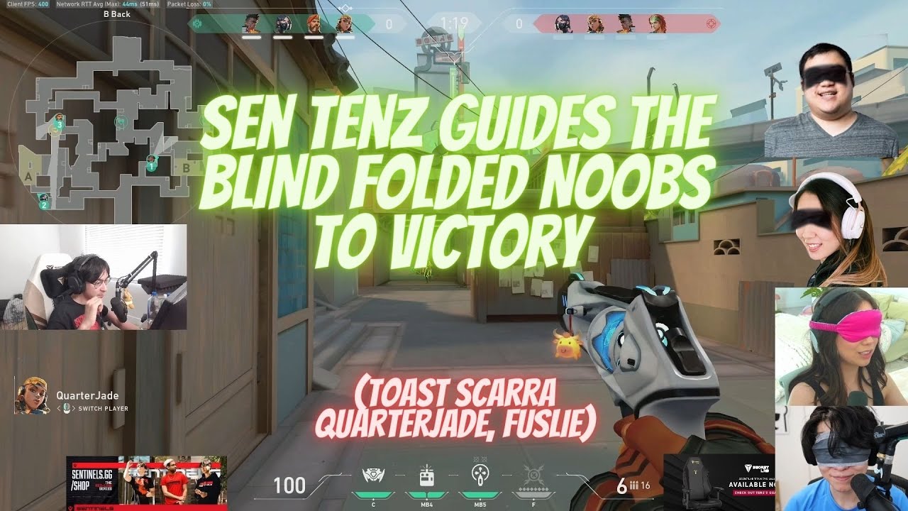 Sen TenZ Guides the BLIND FOLDED NOOBS to Victory (Toast Scarra Quarterjade, Fuslie)