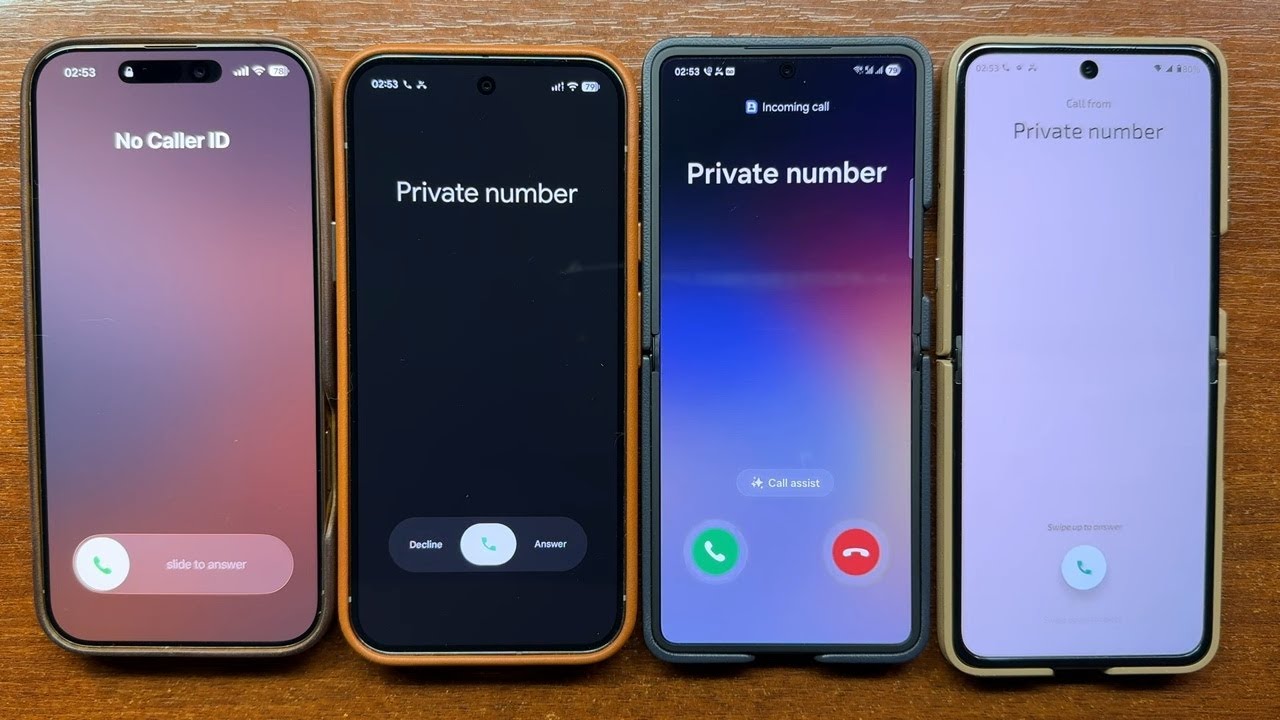 iPhone 16 PM + Pixel 9 ProXL + Samsung Z Flip 7 + Motorola Razr 60 Ultra No Caller ID Incoming Call