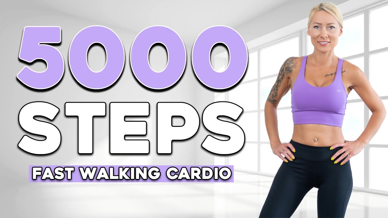 5000 STEPS WALKING CARDIO Fast Walking For Weight Loss No Jumping Knee Friendly Fat Burning Workout