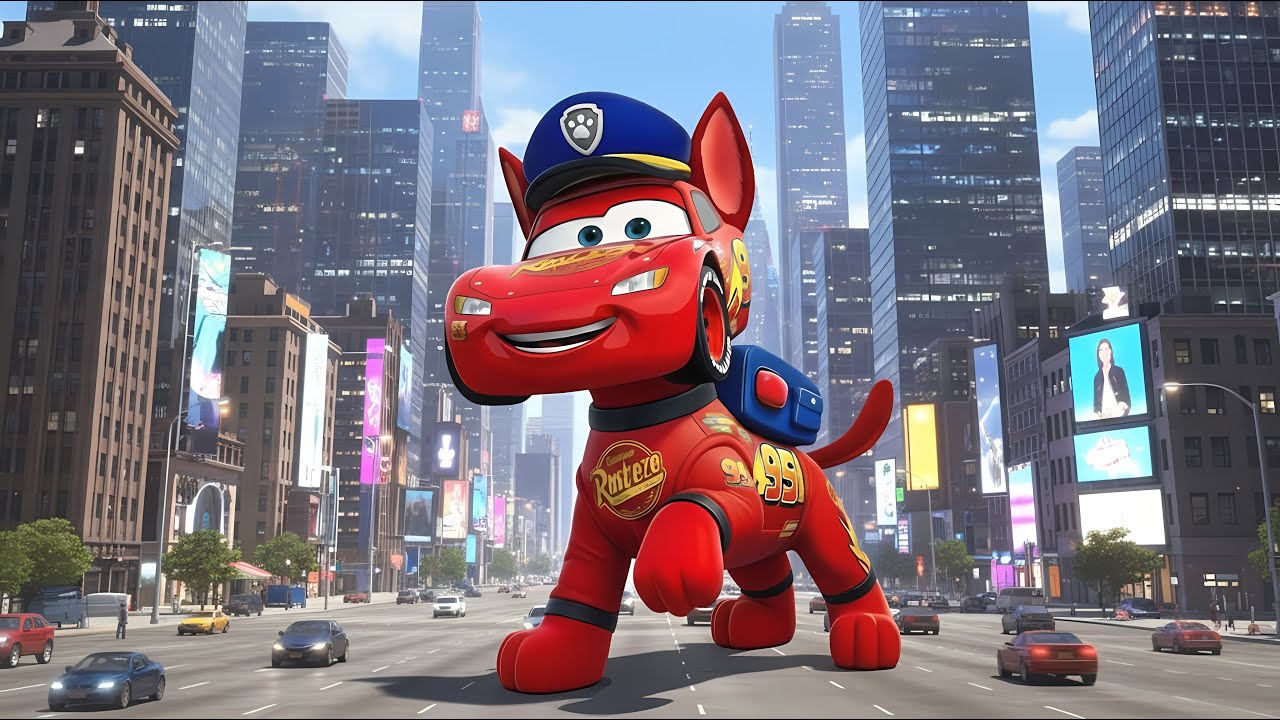 McQueen Transforms into Giant Police Dog – City Rescue Mission! 🚨🐶💥| Red Monster