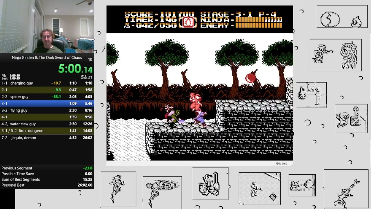 Ninja Gaiden 2. NES speedrun personal best - 24:56