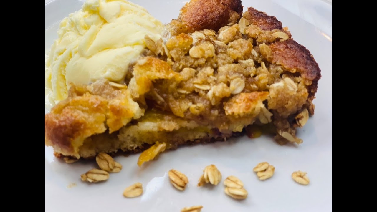 Peach Crumble Cake - Moist Cake ( Easy Recipe )