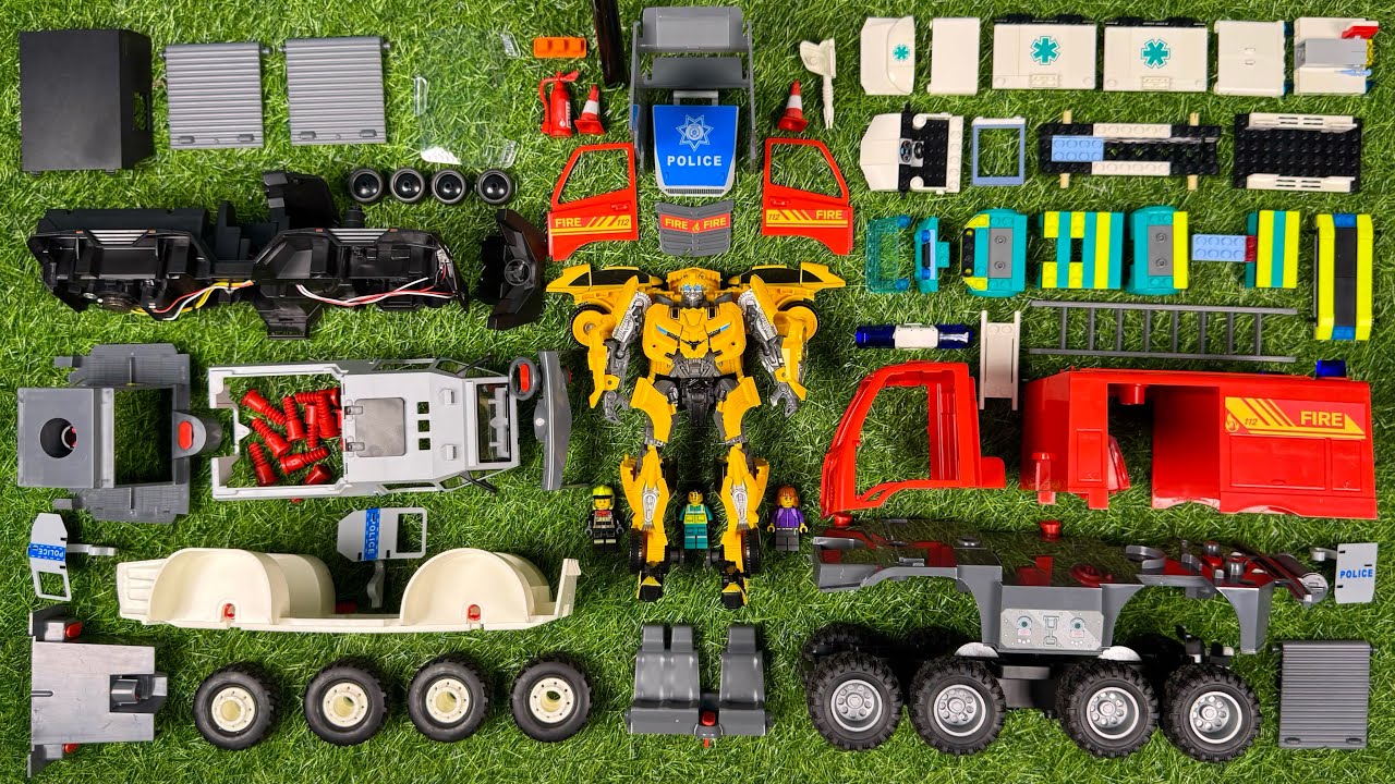 Merakit Mainan Robot Yang Rusak | Mobil Polisi, Ambulans, Truk Pemadam