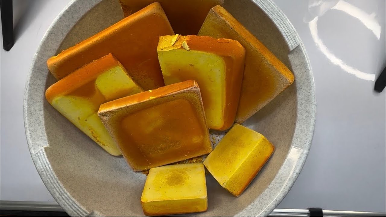 Yellow Blocks & Slabs | Collab with @multicrusheswithmimi | Oddly Satisfying | Gym Chalk ASMR
