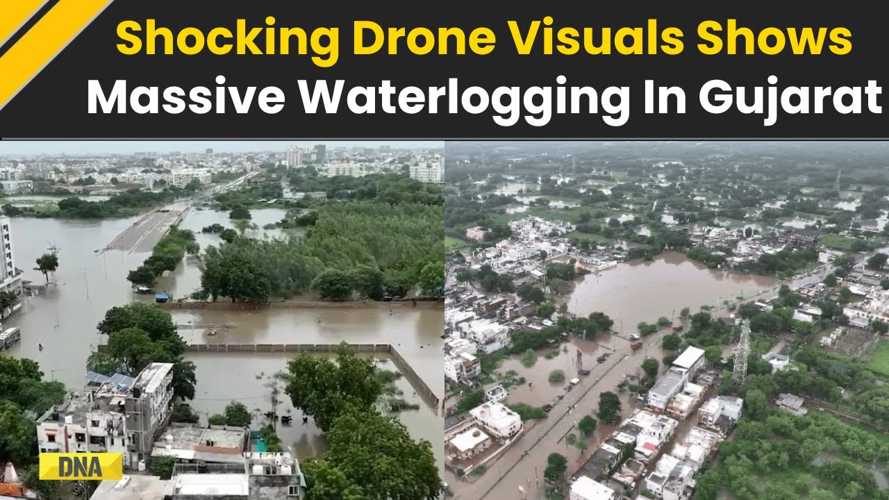 Gujarat Rains News: Drone Visuals Show Waterlogging At Gujarat Amid Heavy Rainfall