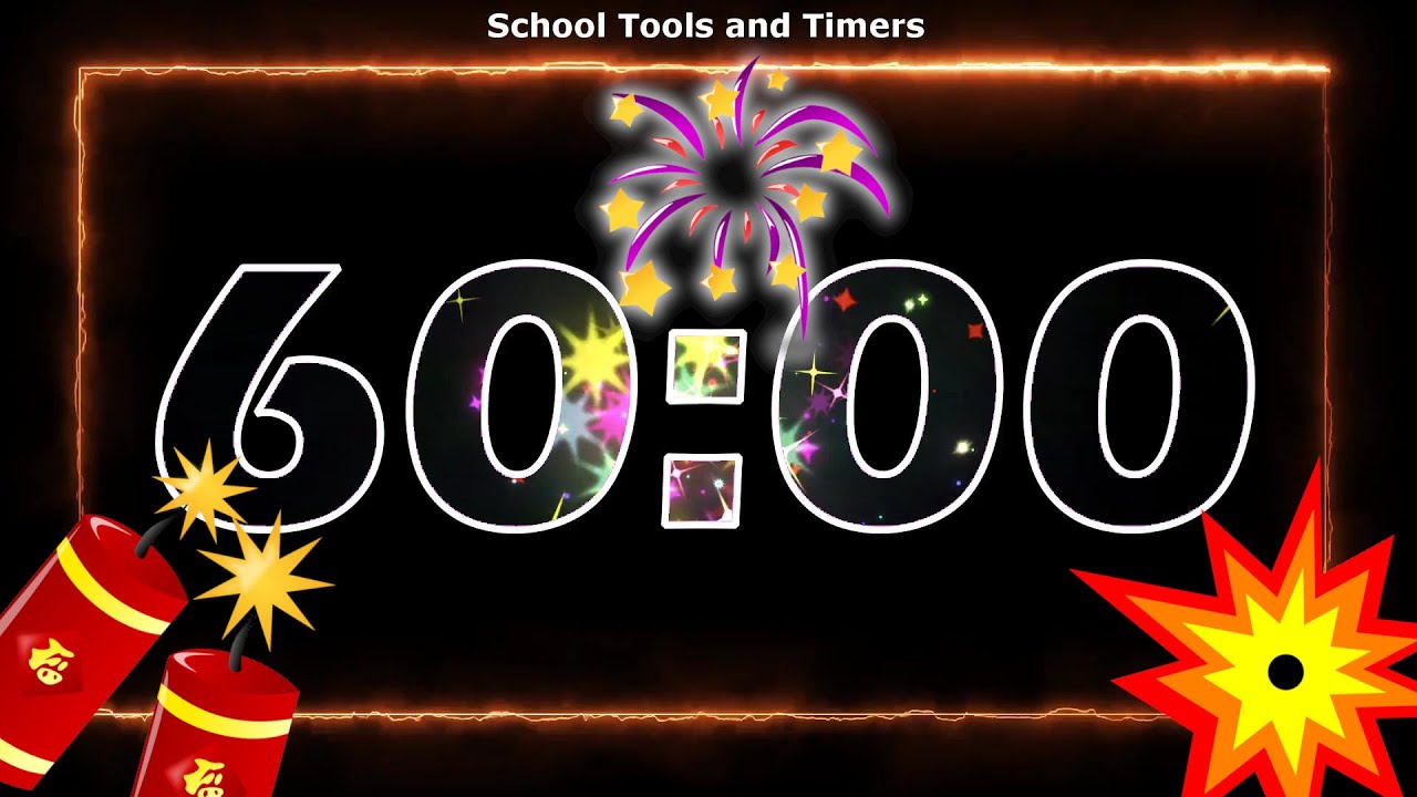 60 Minute Countdown Timer - Happy New Year Fireworks! 🎆