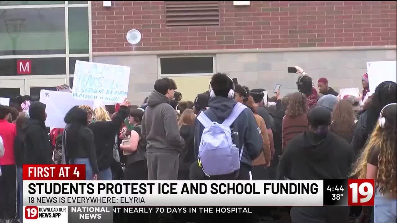 Elyria High School students walk out to protest ICE raids, teacher cuts