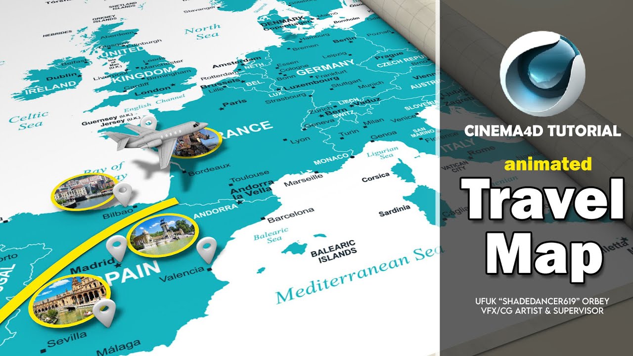 Cinema 4D Tutorial - Easy and Quick Travel Map Animation