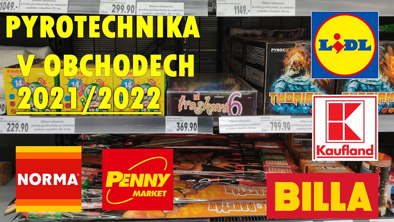 Pyrotechnika v obchodech 2021 - Lidl, Kaufland, Billa, Penny, Norma