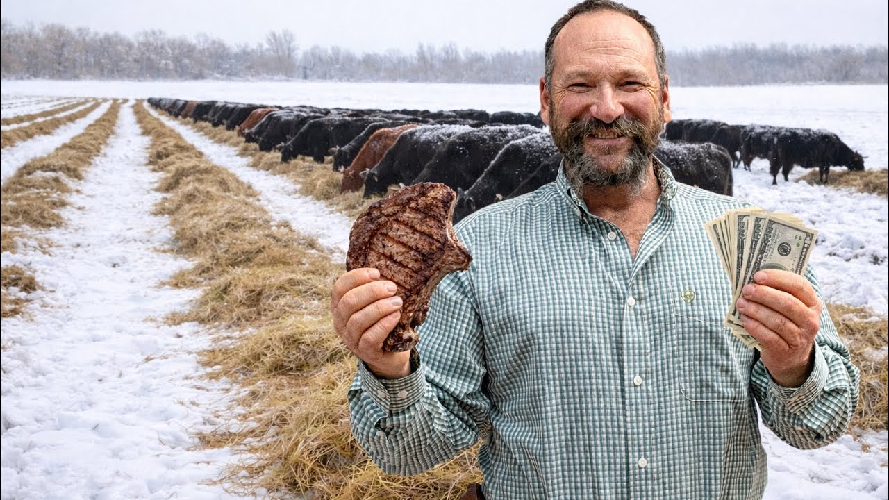 How A Lazy Rancher Feeds Cows!! (Swath Grazing)