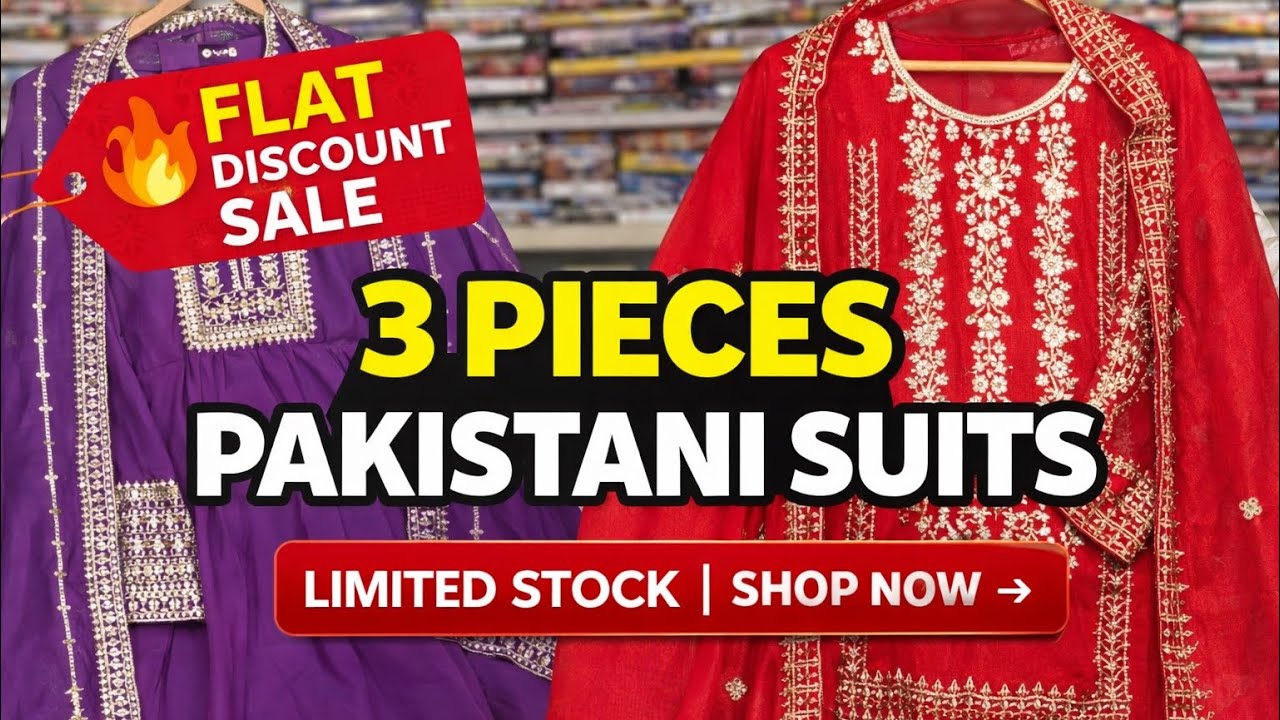 Flat Sale on Pakistani 3 Pieces Suits 😍 Don’t Miss This Deal | Shop Now