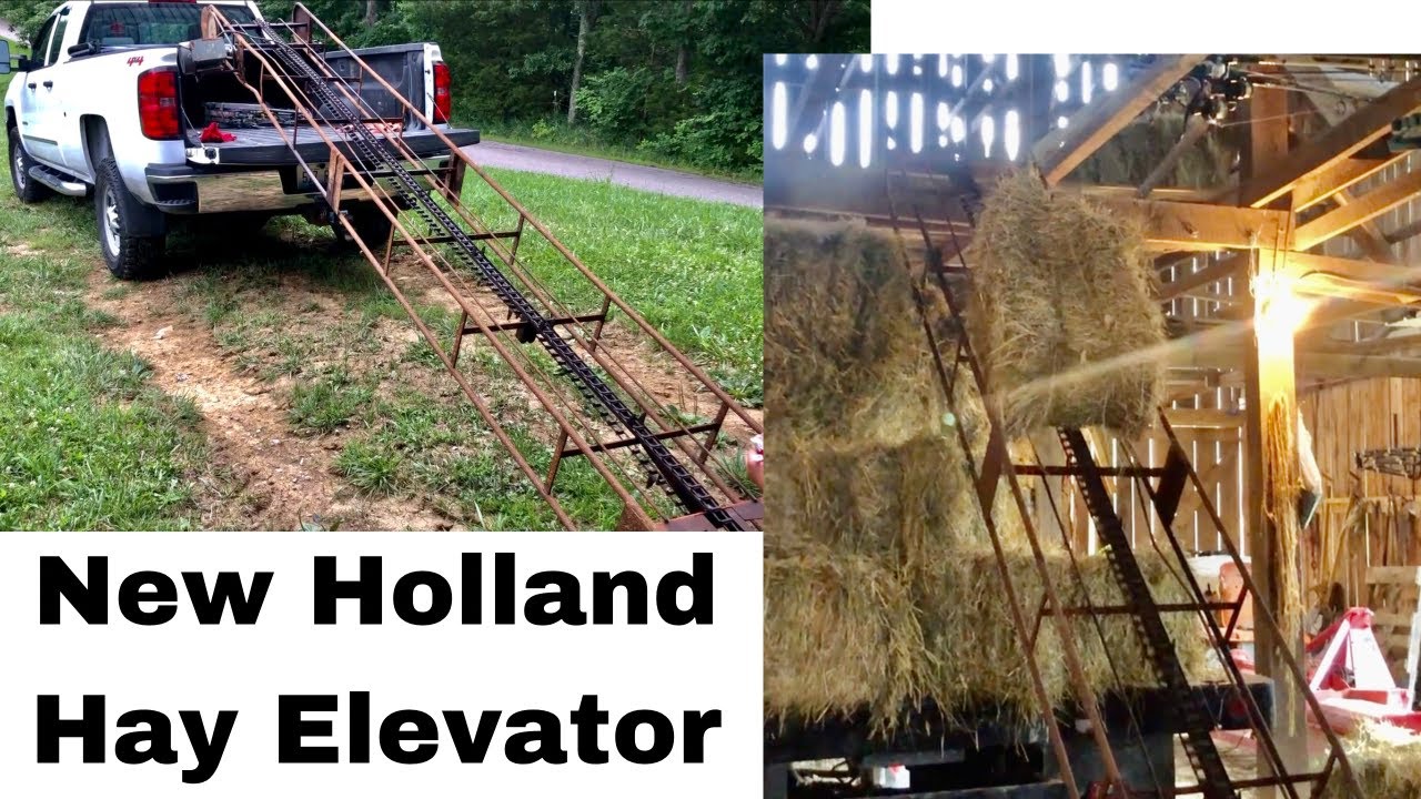 Наш старый подъемник для сена/тюков New Holland в действии!