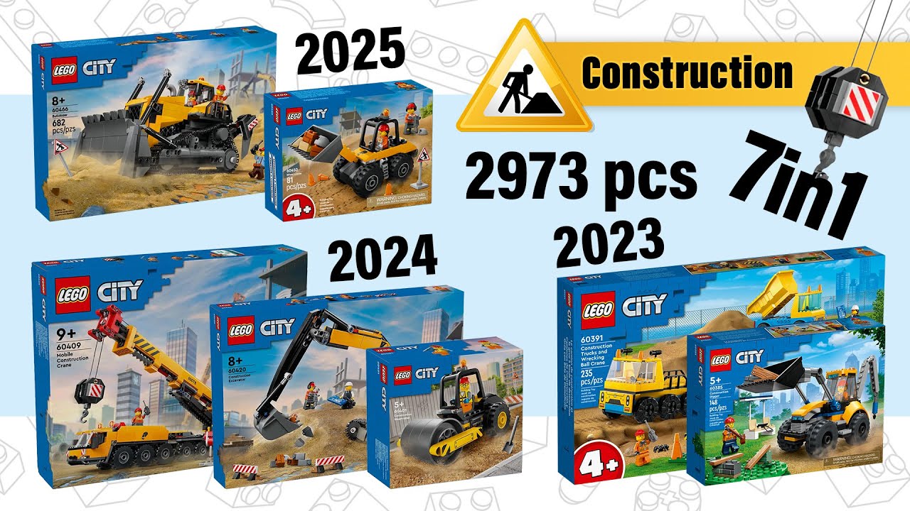 All LEGO City Construction sets COMBO 2023-2025 (7in1)[2973 pcs] Speed Build @TopBrickBuilderLite