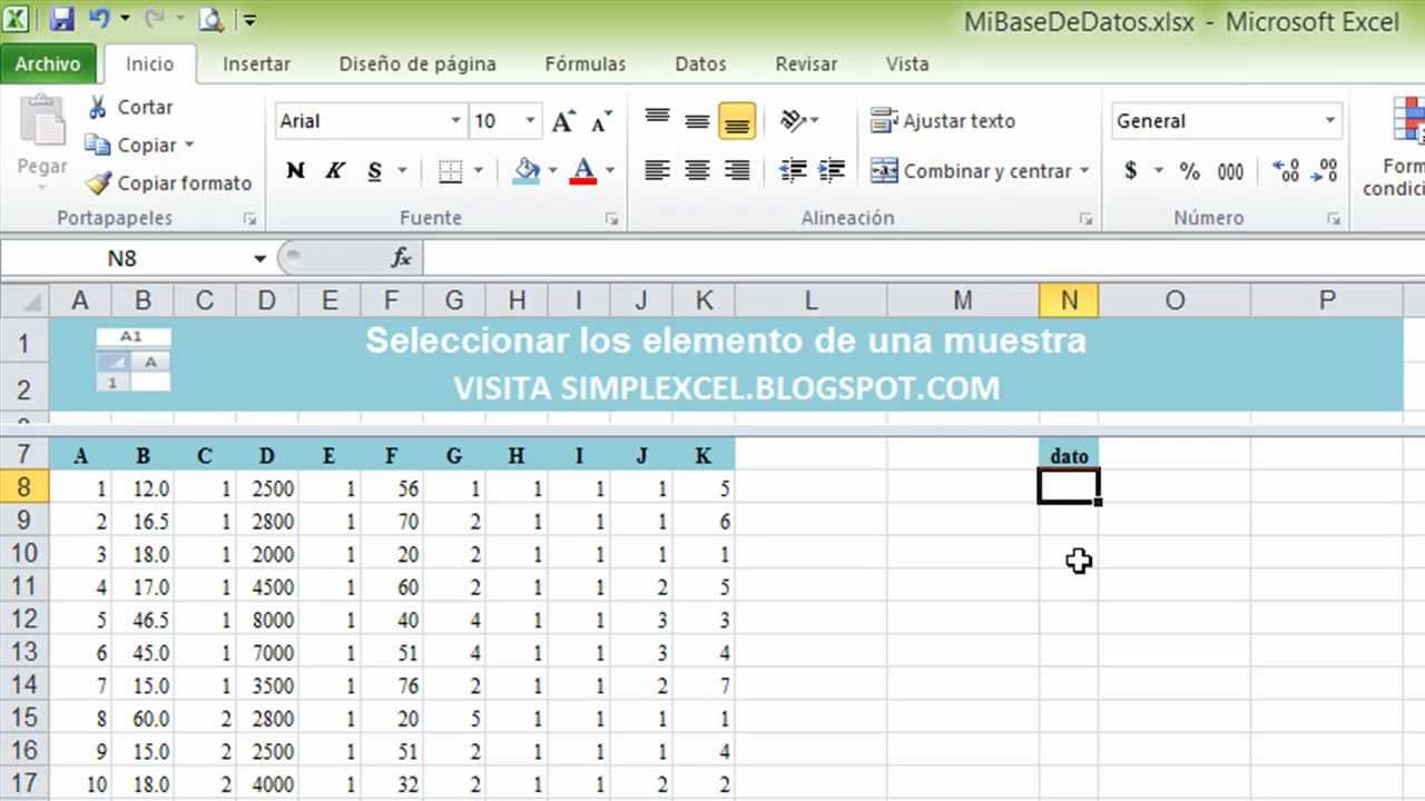 Simplexcel - Muestreo aleatorio simple en Excel