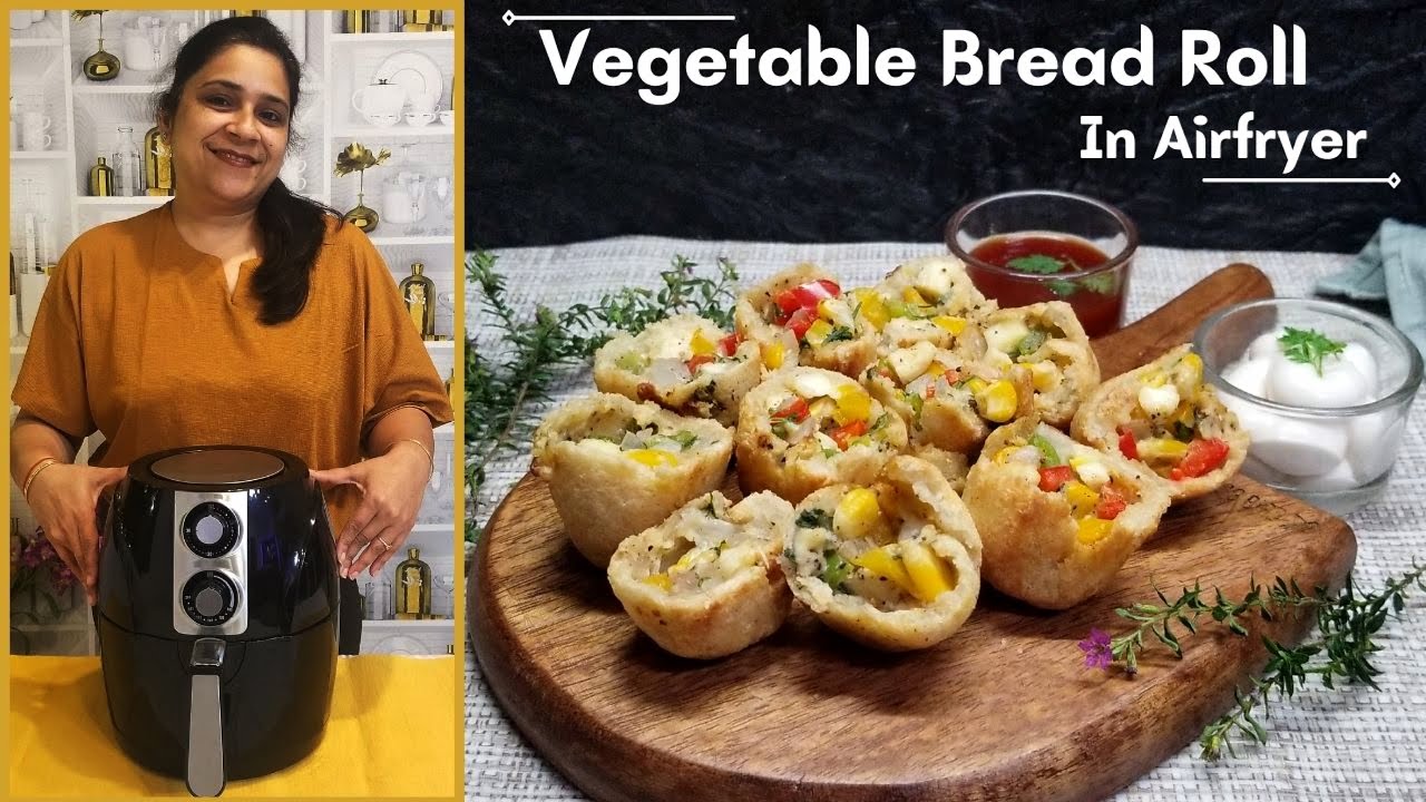 Air Fryer Recipes Ep8- Bread Rolls | ब्रेड रोल्स | Healthy Tasty Tea Time Snack | #Dietichen