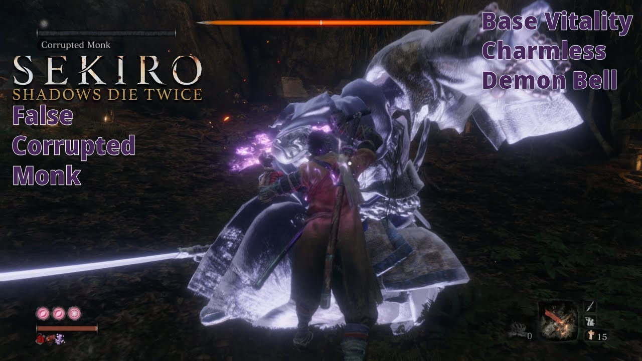 Sekiro - Base Vitality/Charmless/Demon Bell | [BOSS] False Corrupted Monk (Hitless)