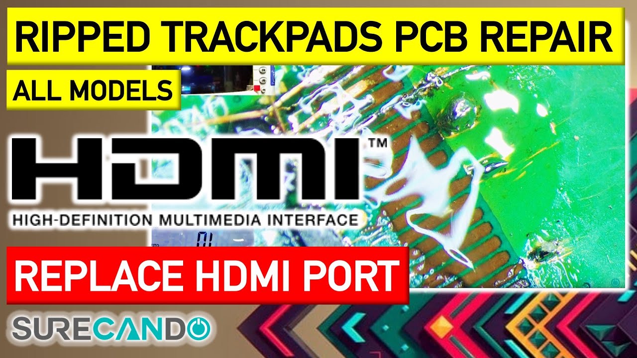 HDMI Port replacement on a TV. All tracks pads completely ripped. rebuilding tracks.