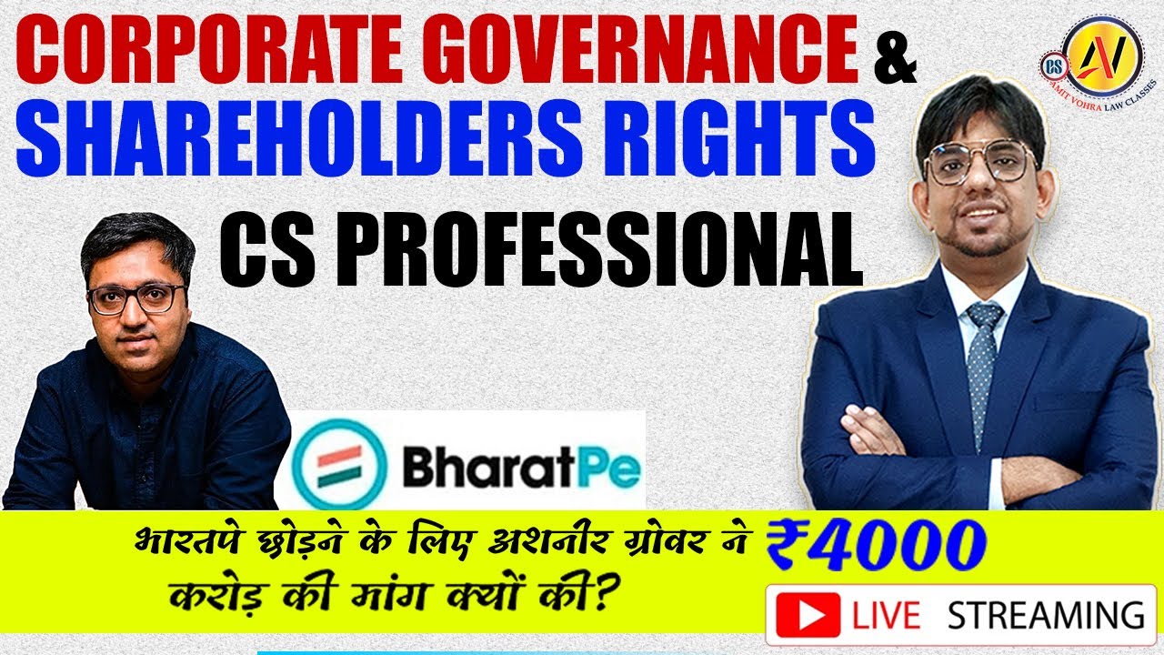 Corporate Governance & Shareholders || GRMCE || CS Professional || CS Amit Vohra || Ashneer Grover