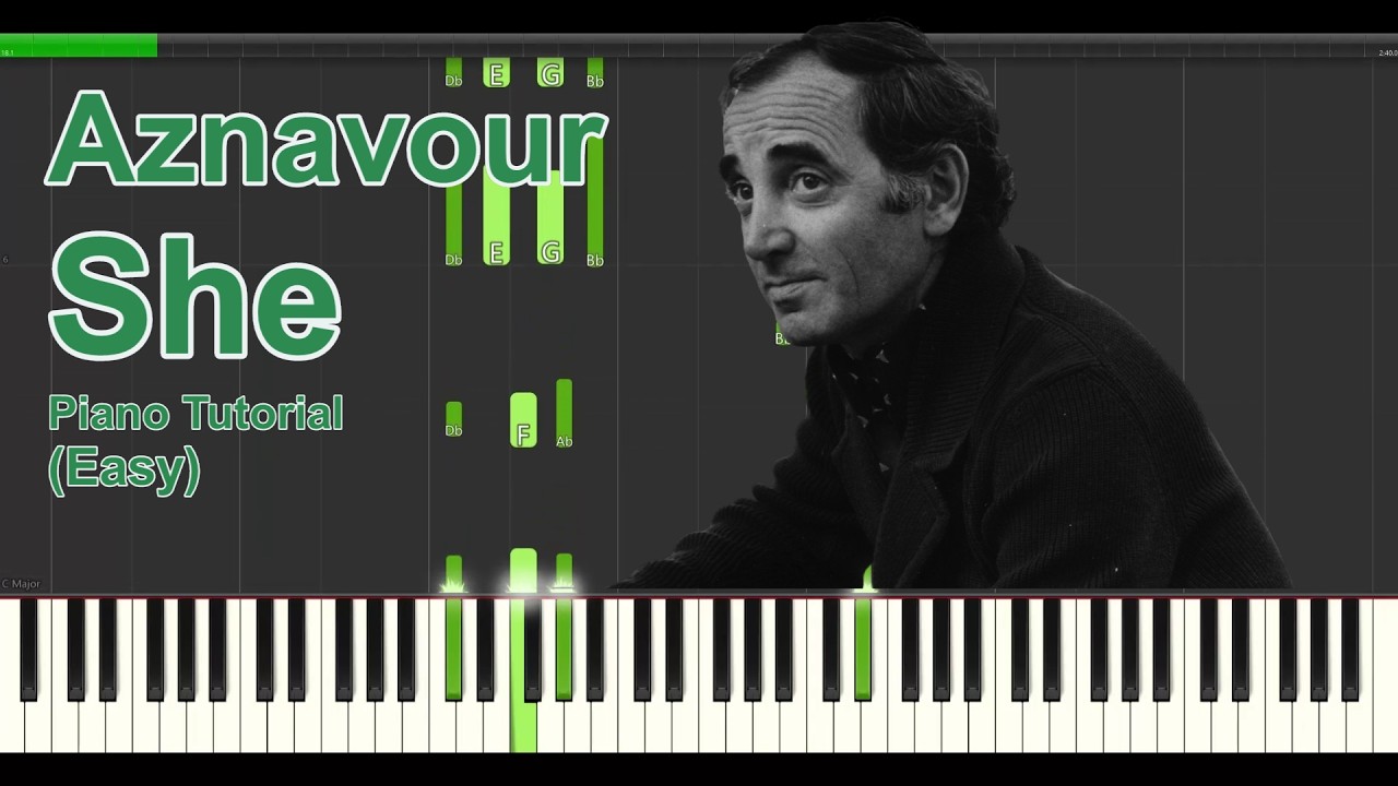 Aznavour - She (Easy) --  Piano Tutorial