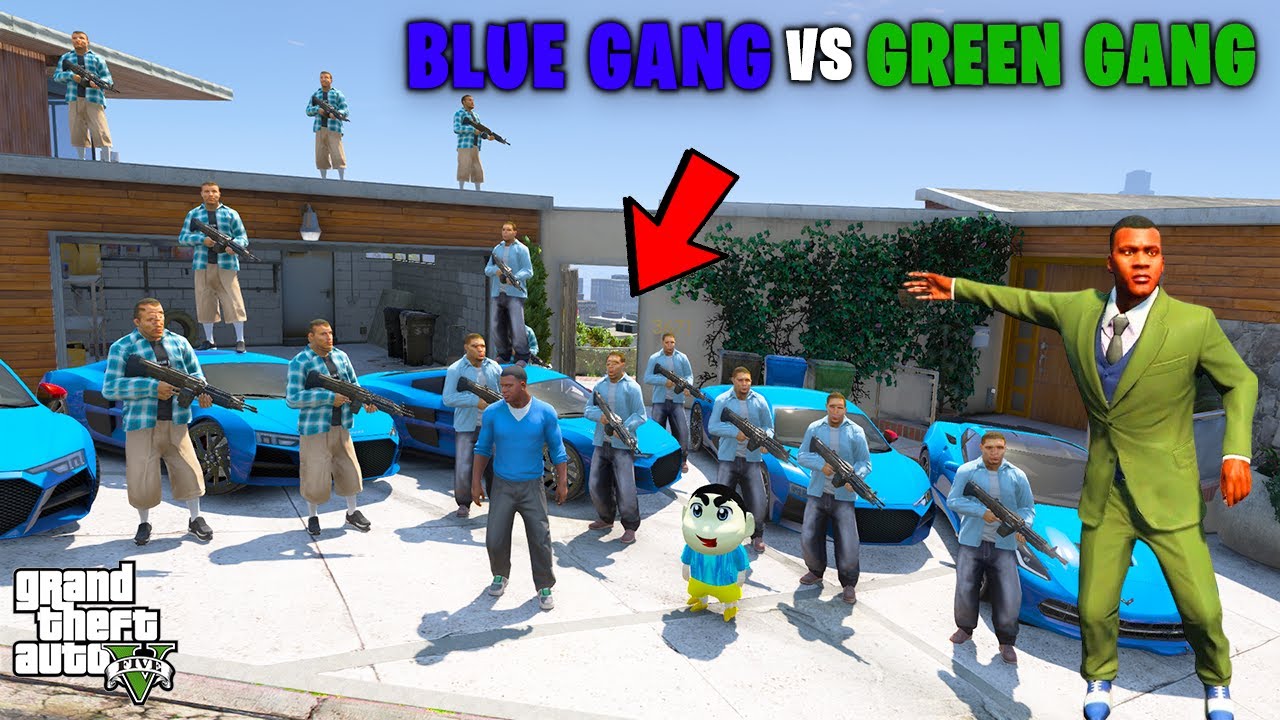 Franklin and Shinchan Become member of Blue Gang vs Green Gang in GTA 5