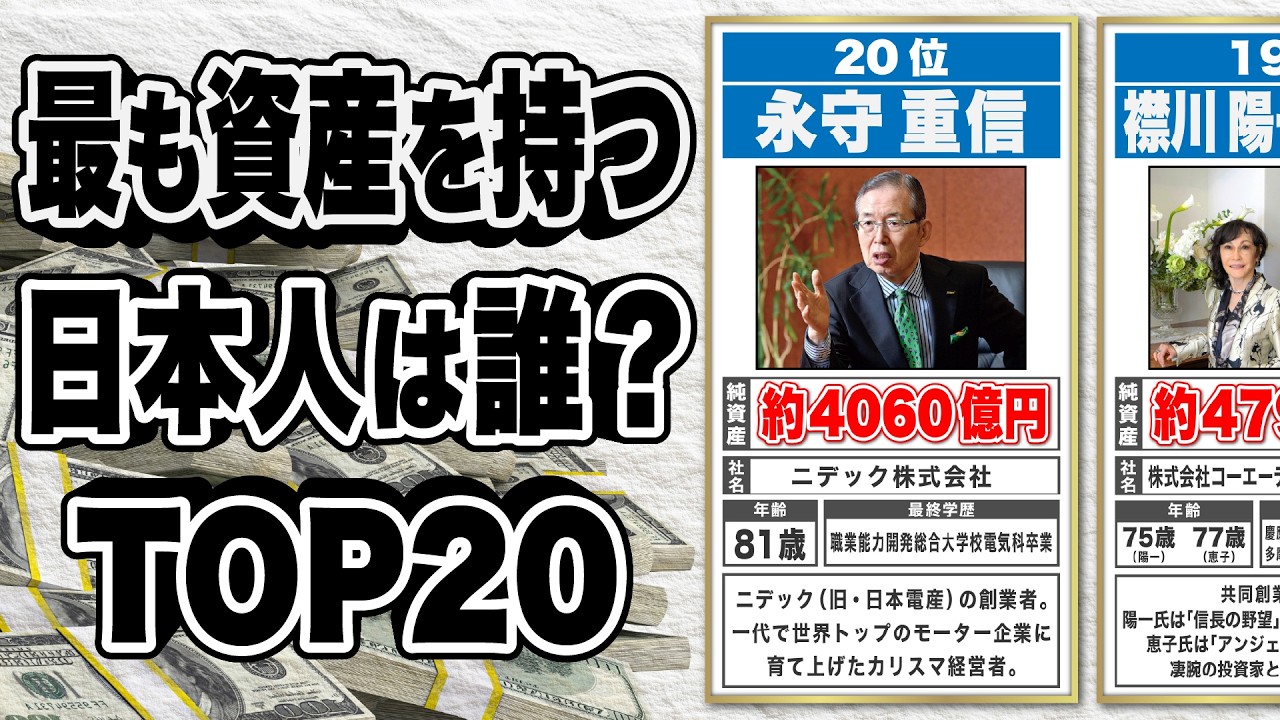 日本一のお金持ちランキング【長者番付 TOP20】
