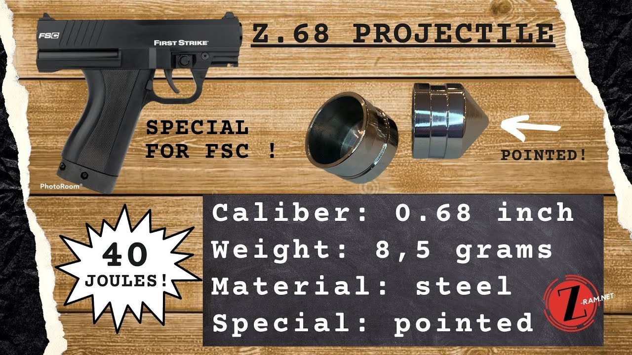👌40 Joule Pointed Z-RAM Z.68 steel projectile Umarex HDS HDR68 VKS Valken FSC T9.1 T8.1 caliber 0.68