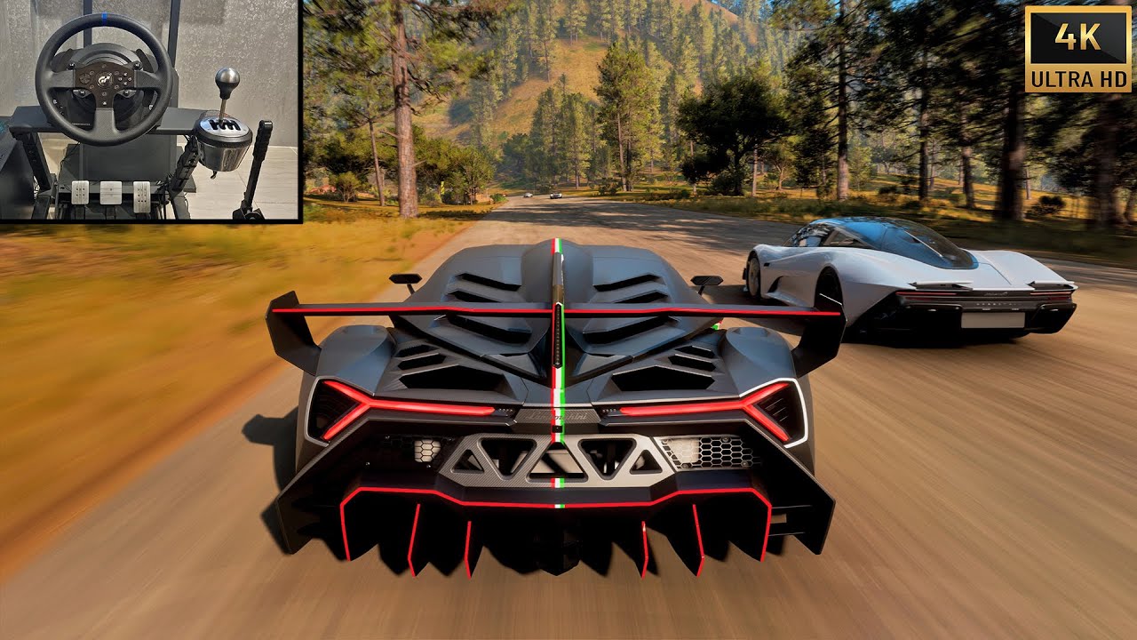 1,472 HP Lamborghini Veneno Goliath Race Unbeatable | Forza Horizon 5 | Steering Wheel Gameplay