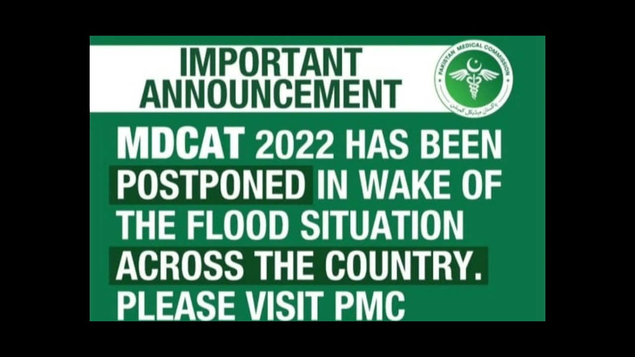 MDCAT Postponed | New Schedule MDCAT 2022
