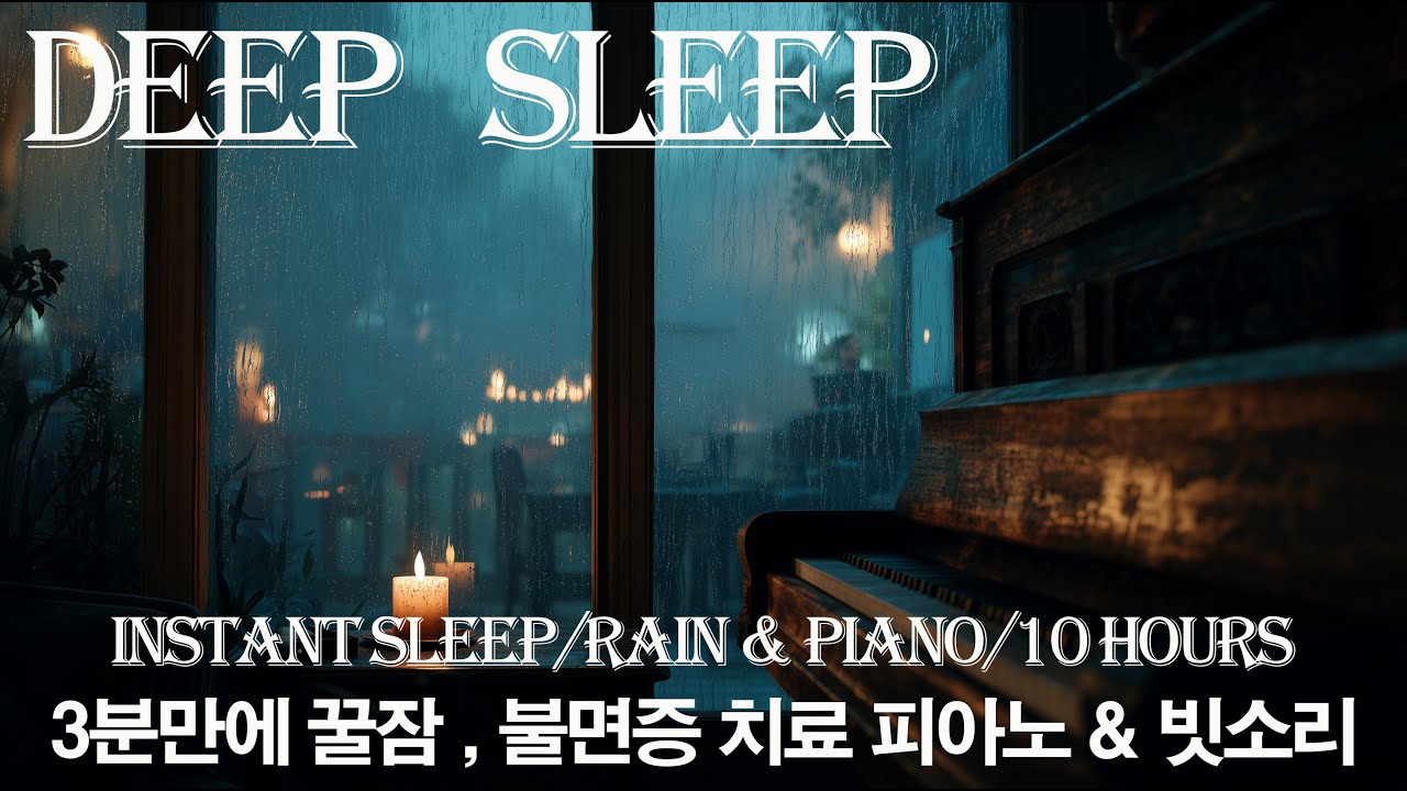 Fall Asleep in 3 Minutes 💤 Heavy Rain & Soft Piano for Insomnia ,Deep Sleep | 듣자마자 잠오는 수면음악,10시간 플리