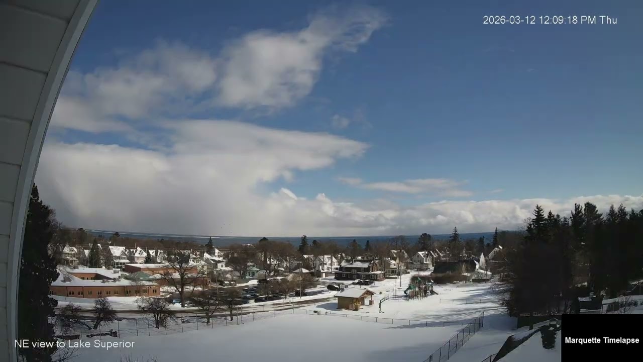 March 12, 2026 morning lake effect snow to the east of Marquette