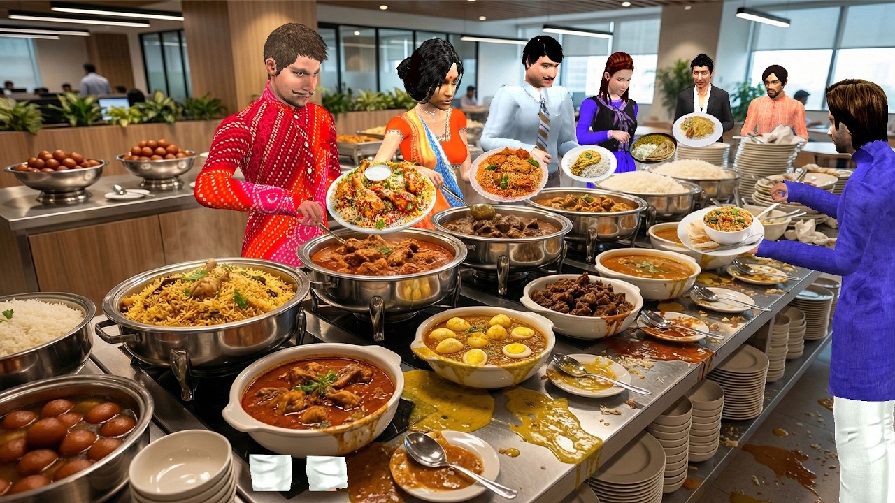 Office Lunch for Workers Unlimited Food Thali Comedy Hindi Kahaniya Moral Stories