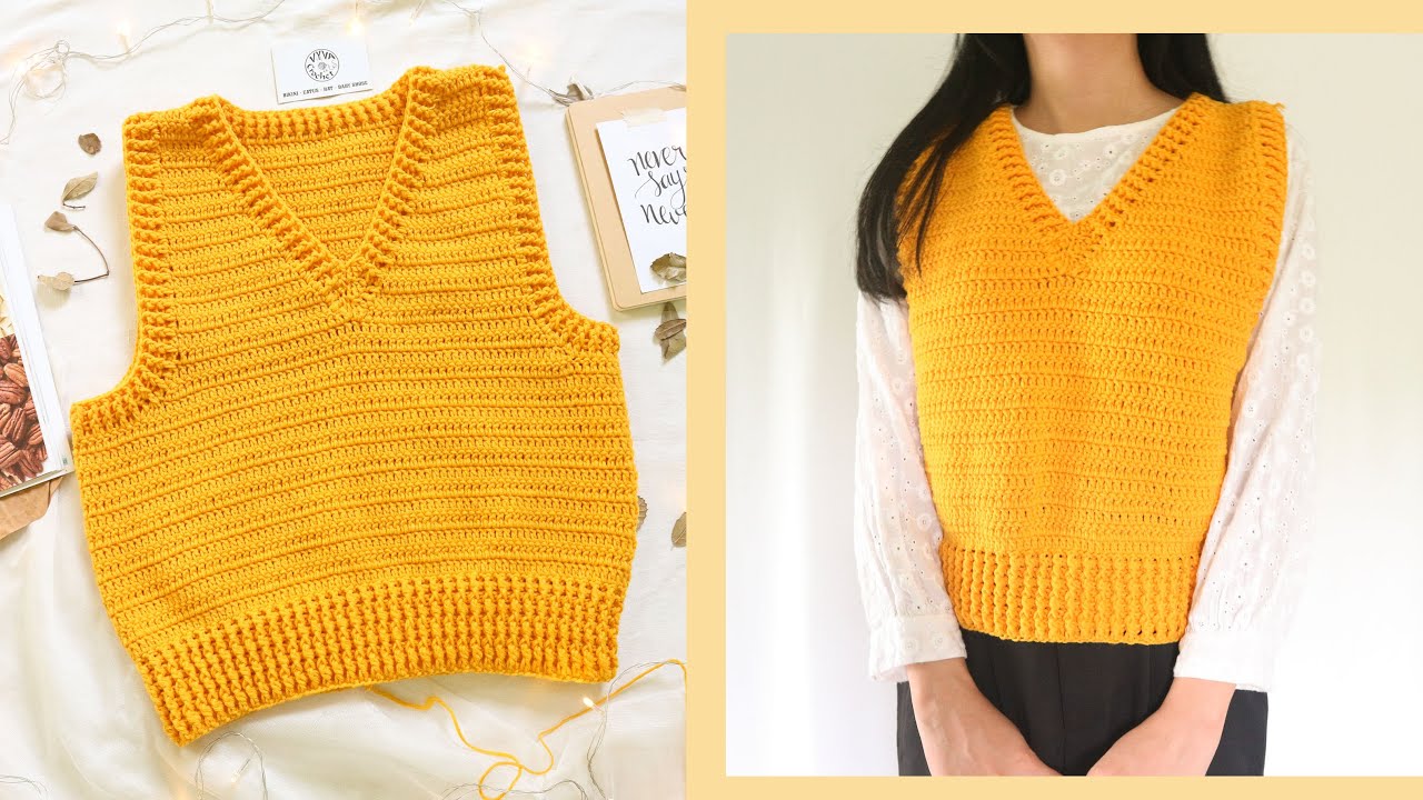 Crochet Vest| Hướng dẫn móc áo gile cổ V kiểu cơ bản| Vyvascrochet