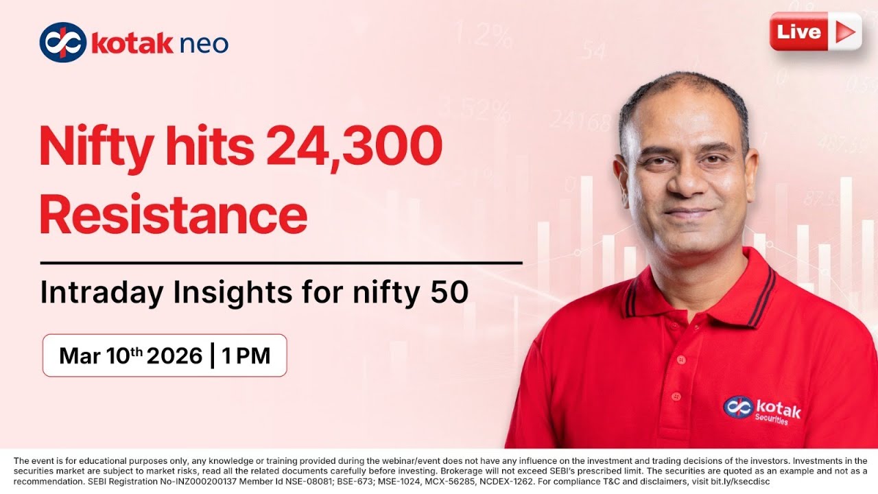 🔴 [Live] Intraday Insights on Nifty | Nifty Hits 24300 Resistance | 10th Mar I Kotak Neo