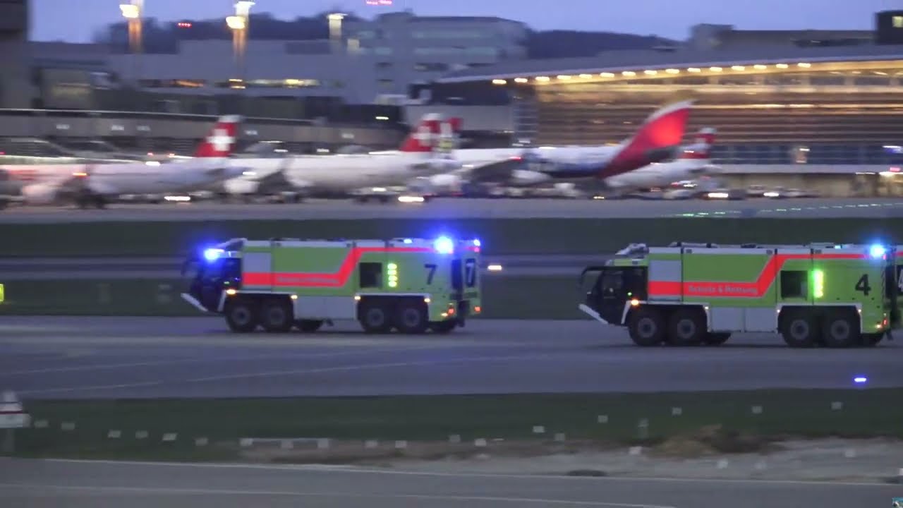 FEUERWEHR FLUGHAFEN ZÜRICH, EINSATZFAHRT / ZURICH AIRPORT FIRE BRIGADE, EMERGENCY DRIVE
