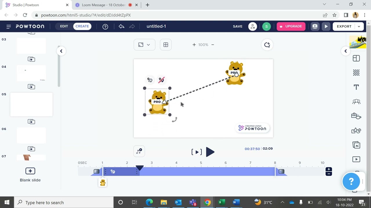 9. PowToon - A to B effect on objects