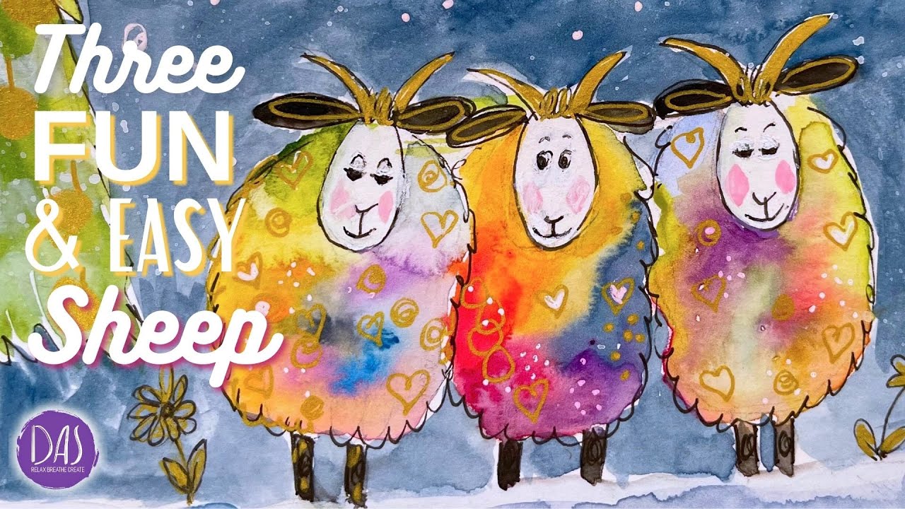 Three Fun & Easy Watercolor Sheep with me! - Christmas Card or Gift Tag Tutorial for Beginners