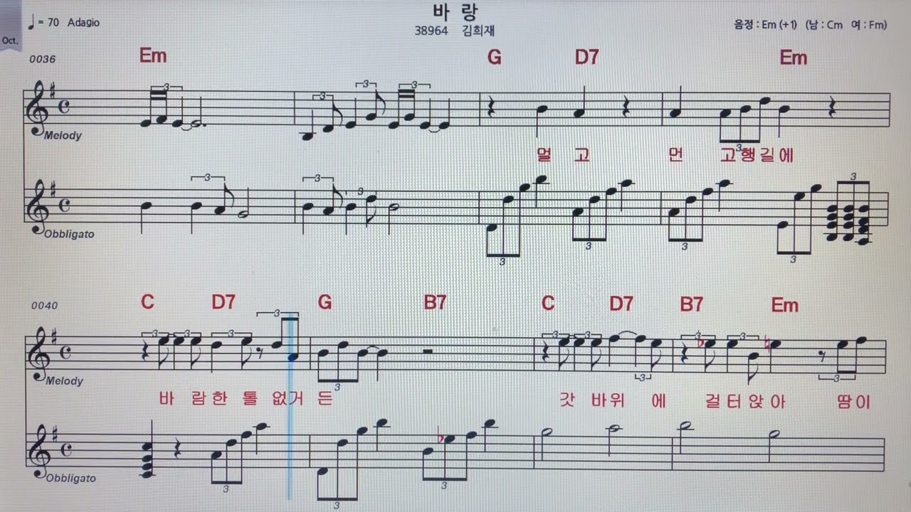 #김희재~#바랑악보노래 악보MR~#손미영알토색소폰ㆍ플루트연주