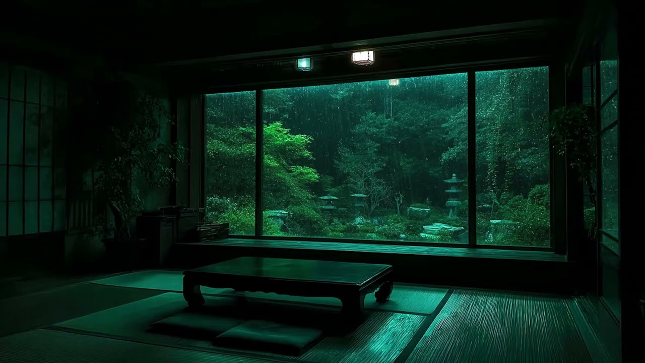 Deep Mountain Rain at a Quiet Cabin  No Ads Dark Bedroom Rain Sounds for Deep Sleep & Relaxing Night