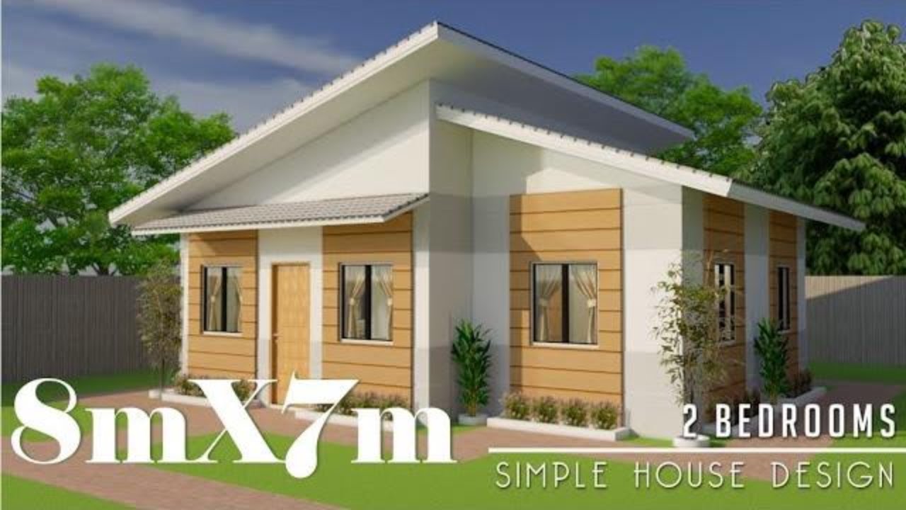 8mx7m (56sq.m) Simple House Design with 2 Bedrooms