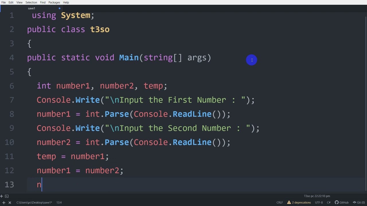 How to swap two numbers in C#
