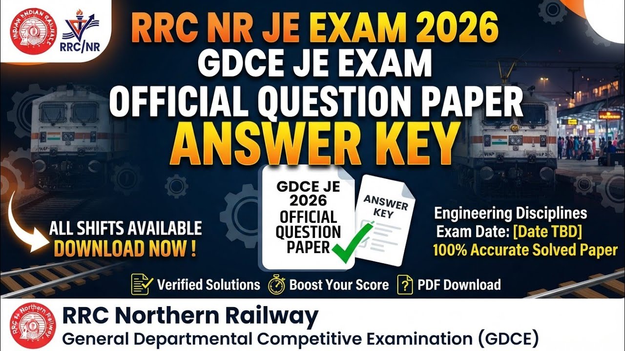 Railway RRC NR JE Exam 2026 official Question Paper answer key, GDCE  jE  Exam official paper .