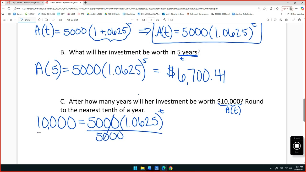 Exponential Growth and Decay K