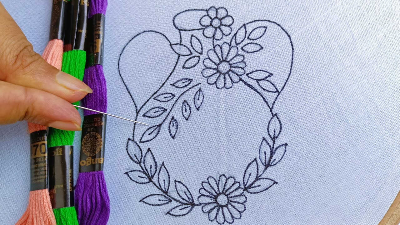 embroidery ! very beautiful kettle tea pot design embroidery //  florar bordado mano //हाथ की कढ़ाई