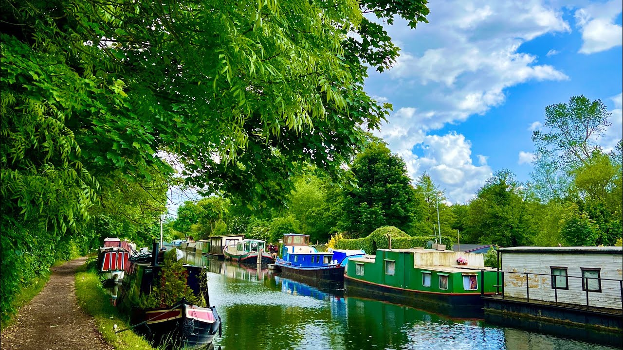 Walking on gloomy day in London suburbs [4K] ⚓️| Grand Union Canal - West Drayton | Summer 2024