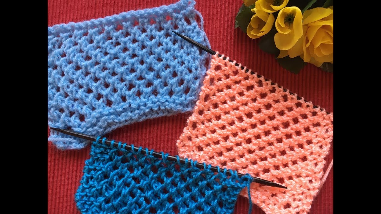 Lochmuster gestrickt, super einfach, nur rechte Maschen, beidseitig